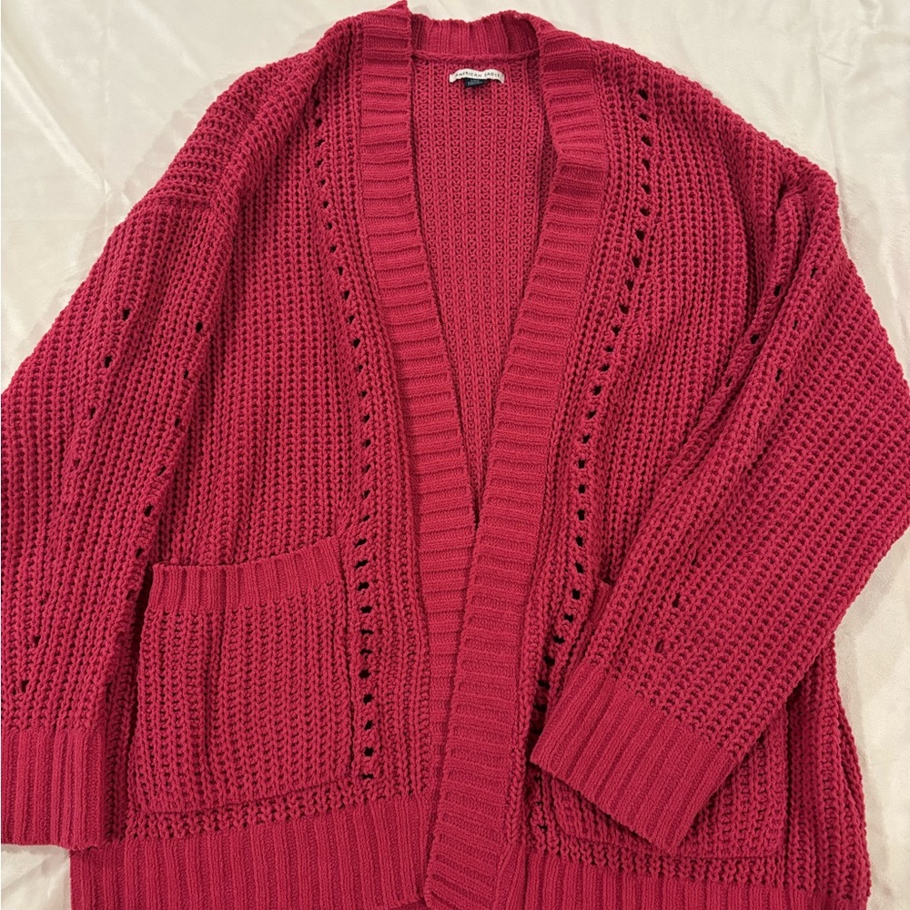 American Eagle Outfitters Burgundy Knit Cardigan